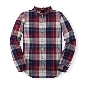 Hope & Henry Organic Cotton Plaid Ruffle Collar Shirt Size 2T